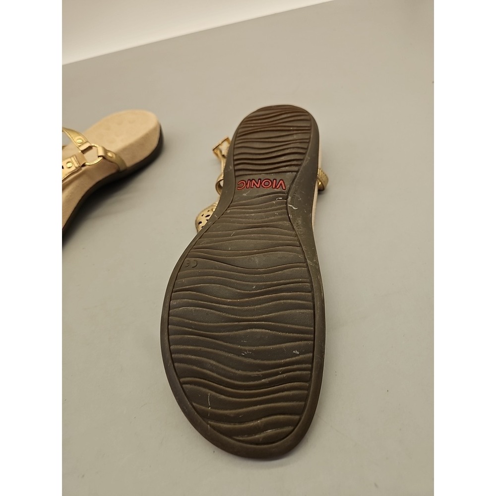 VIONIC Kirra Perf Thong Slingback Sandals T-Strap Comfort Shoes Gold Sz 9 - Picture 3 of 5